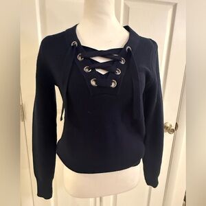 Banana Republic Dark Blue Lace Up Sweater